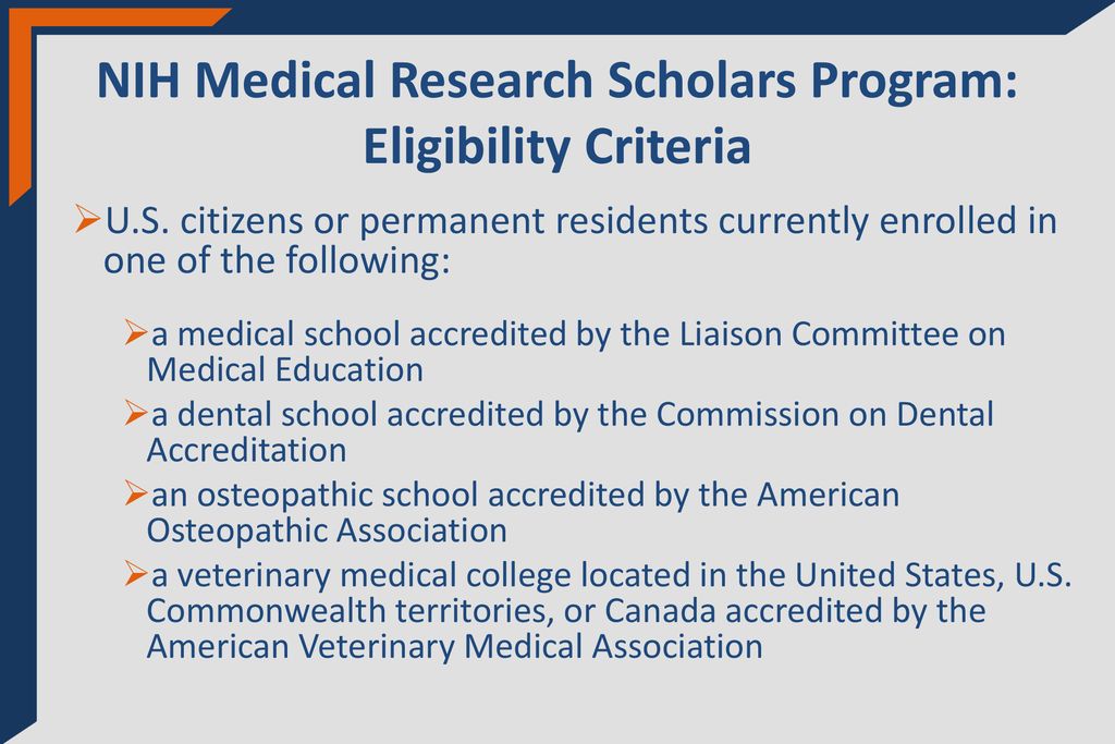 NIH Medical Research Scholars Program: Eligibility Criteria