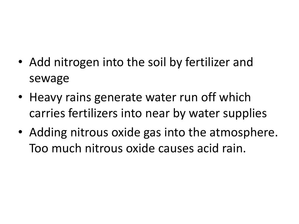 Add nitrogen into the soil by fertilizer and sewage