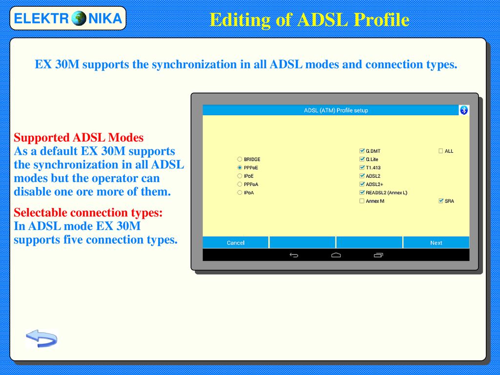 Editing of ADSL Profile