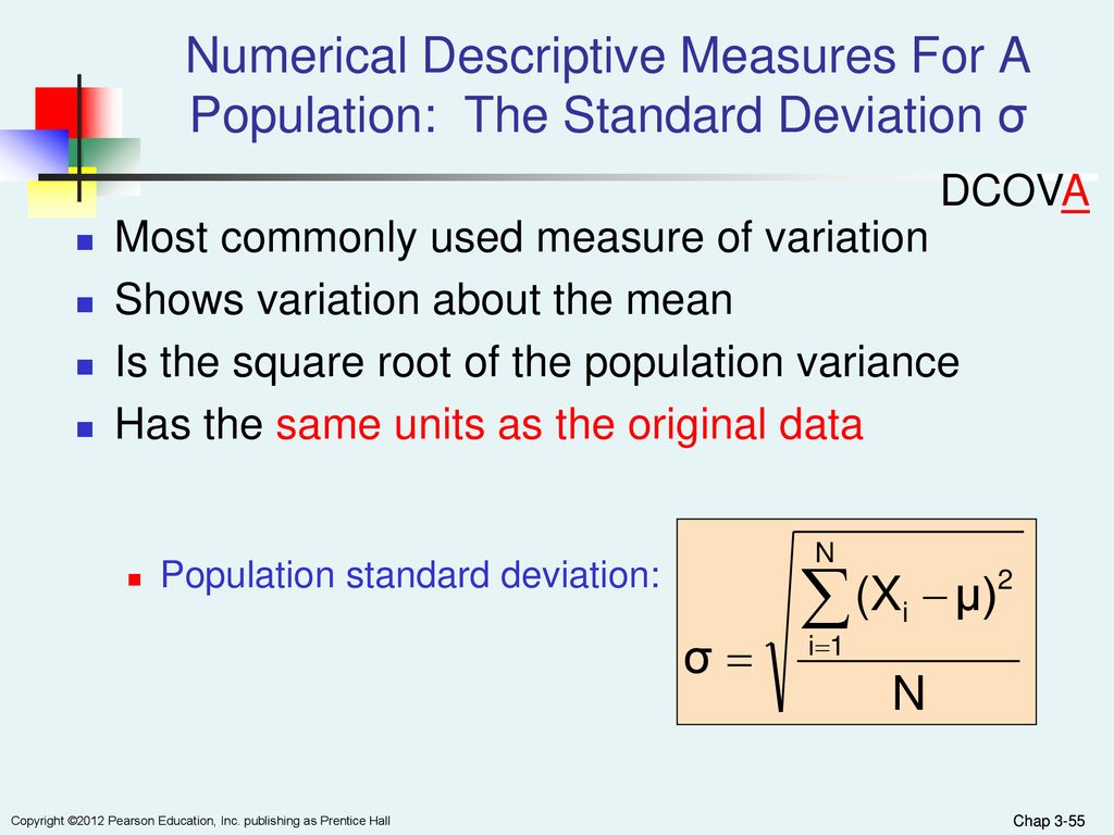 Numerical Descriptive Measures For A Population: The Standard Deviation σ