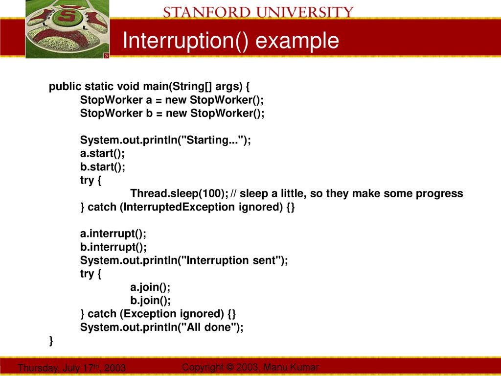 Manu Kumar CS193J: Programming in Java Summer Quarter 2003 Lecture 9 ...