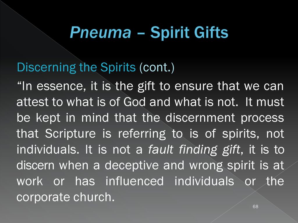 Pneuma Spirit Gifts Discerning The Spirits Cont