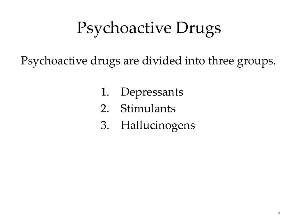 Psychoactive drugs are divided into three groups.