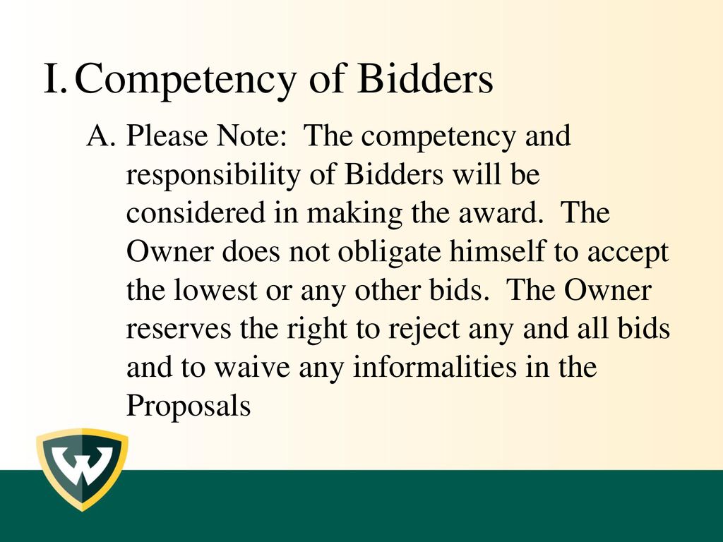 Competency of Bidders