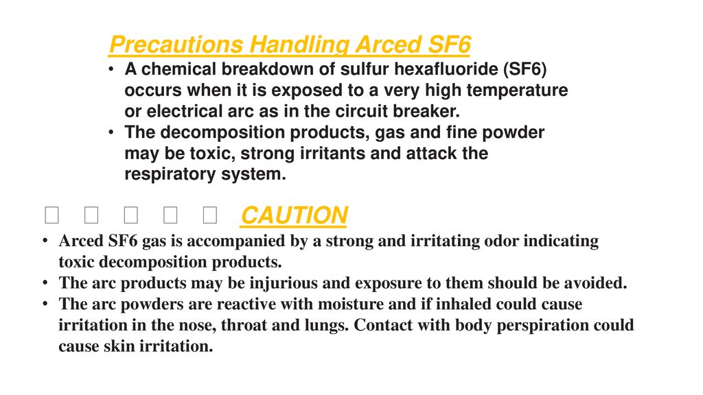 􀀬􀀬􀀬􀀬􀀬CAUTION Precautions Handling Arced SF6