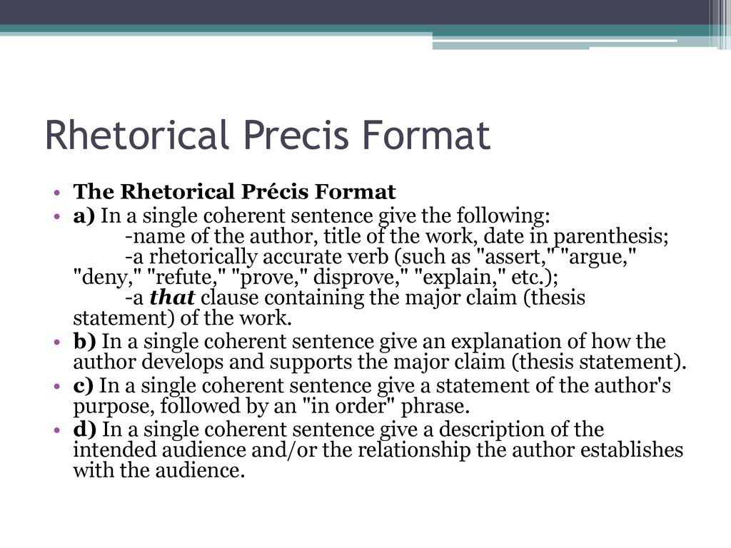 Rhetorical Precis Introduction - ppt download