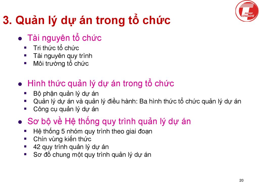 3. Quản lý dự án trong tổ chức