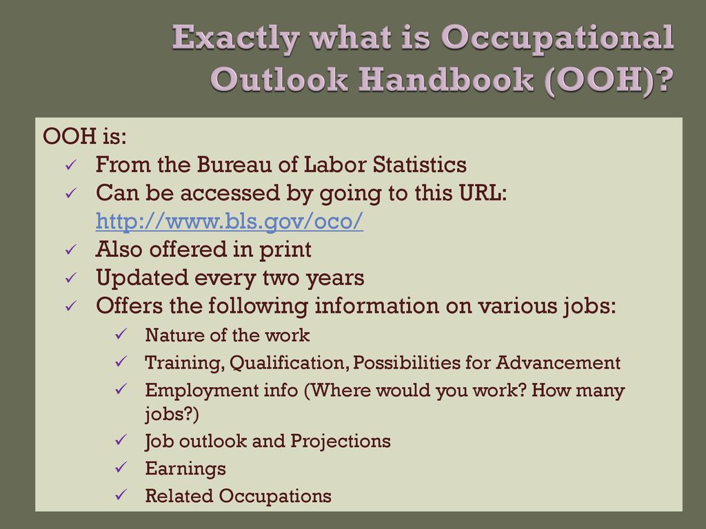 Occupational Outlook Handbook ppt download