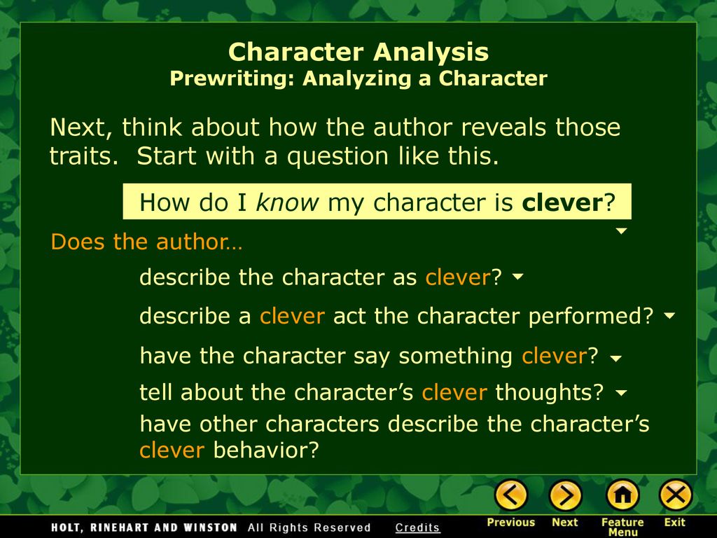 my character analysis