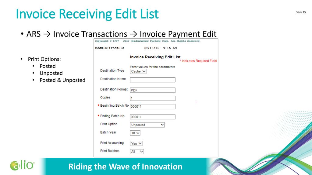Invoice Receiving Edit List