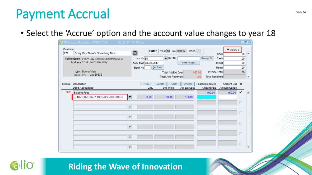 Payment Accrual Select the ‘Accrue’ option and the account value changes to year 18
