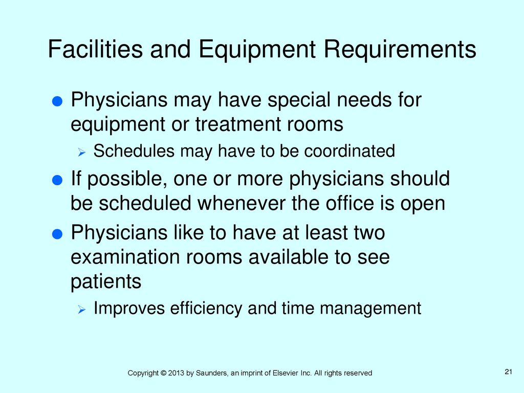 Facilities and Equipment Requirements