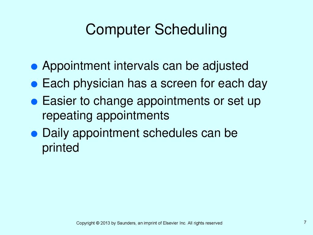 Computer Scheduling Appointment intervals can be adjusted