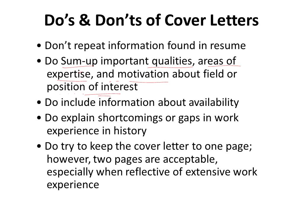 Do’s & Don’ts of Cover Letters