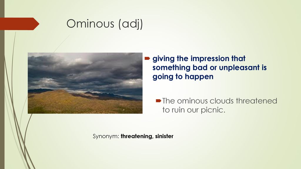 𝗝𝗢𝗕 𝗝𝗨𝗡𝗖𝗧𝗜𝗢𝗡 on X: 📢 WORD OF THE DAY 📕 WORD: OMINOUS 📌  MEANING: Threatening: अमंगल ✍ Do you use this word? 📚 It's #synonyms? 📚  It's #antonyms? #vocabulary #learnenglish #education #learn #