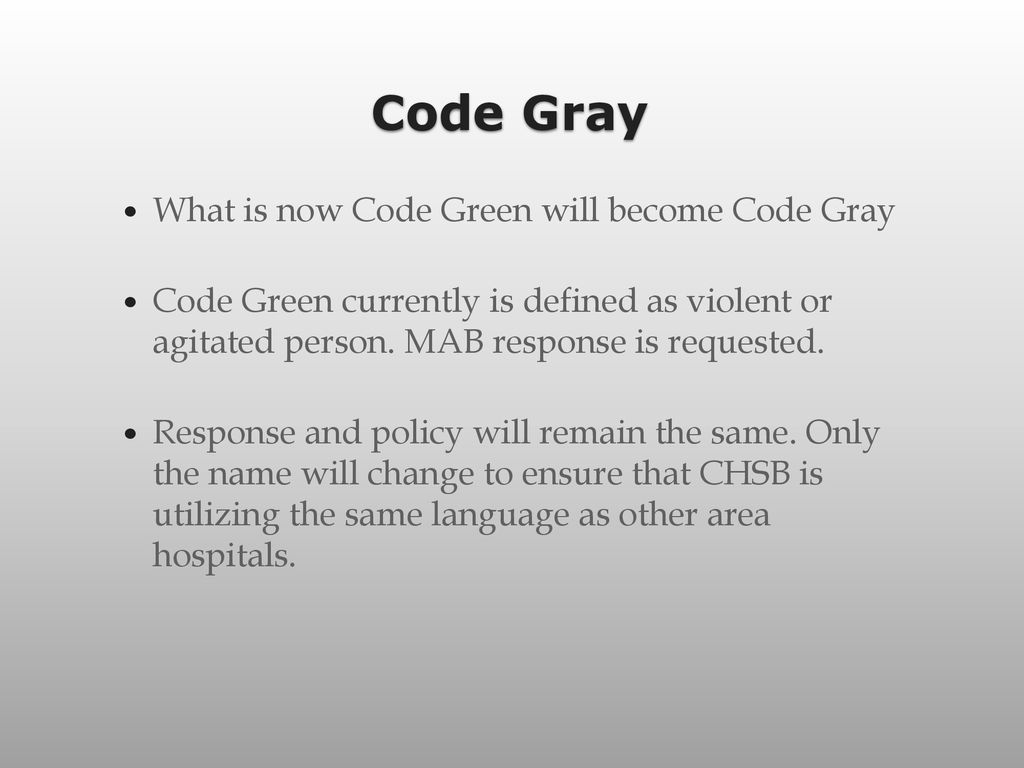 CHA-Recommended Hospital Emergency Codes - ppt download
