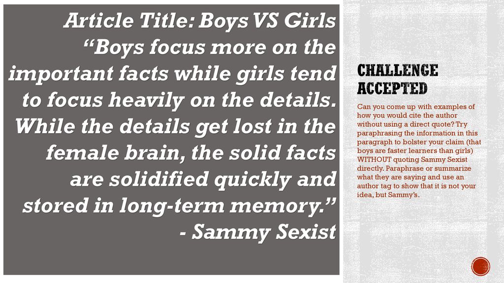 Article Title: Boys VS Girls
