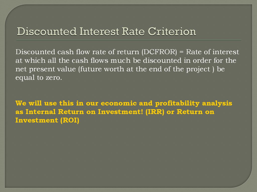 Discounted Interest Rate Criterion