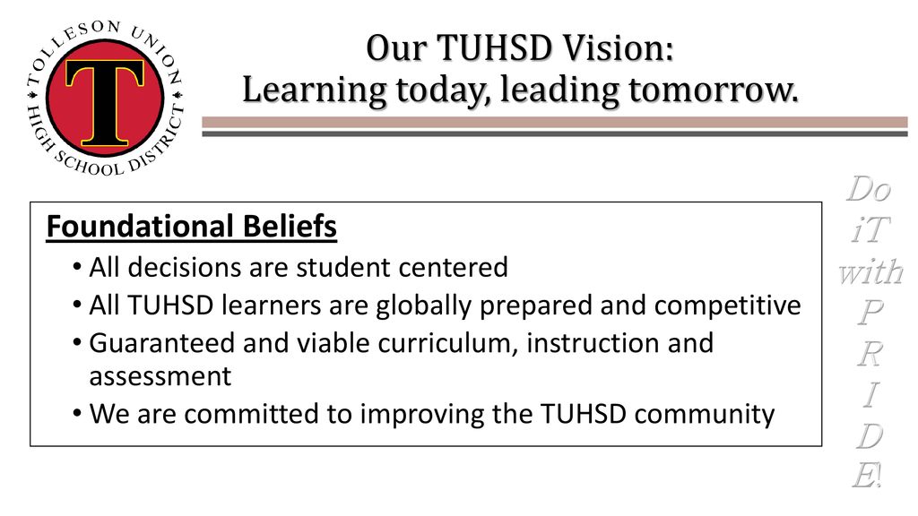 Our TUHSD Vision: Learning today, leading tomorrow.