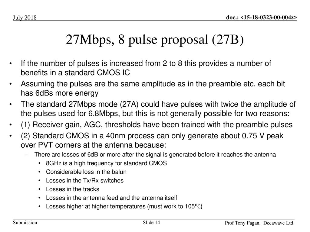 27Mbps, 8 pulse proposal (27B)
