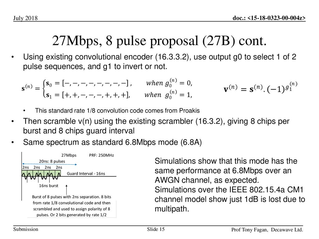 27Mbps, 8 pulse proposal (27B) cont.