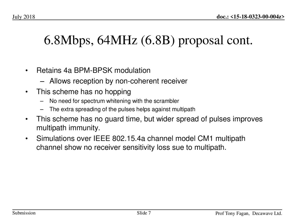6.8Mbps, 64MHz (6.8B) proposal cont.