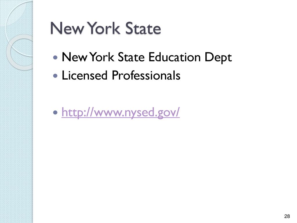 New York State New York State Education Dept Licensed Professionals