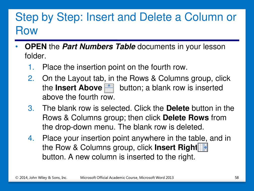 Step by Step: Insert and Delete a Column or Row