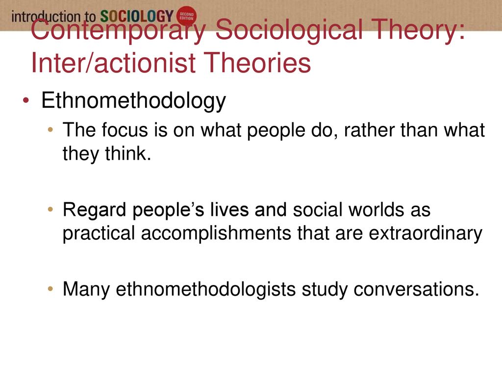 Contemporary Sociological Theory: Inter/actionist Theories