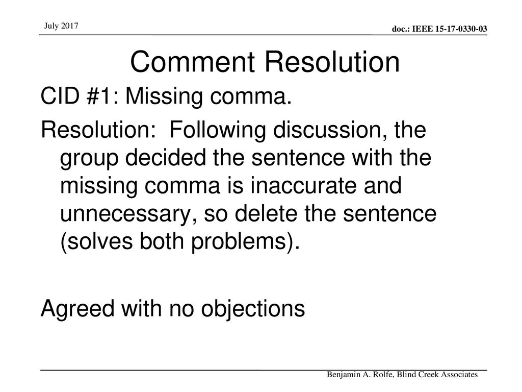 Comment Resolution