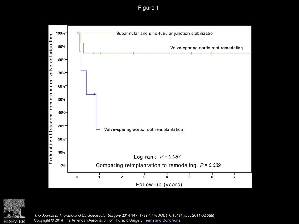Figure 1 Kaplan-Meier estimate of reoperation-free survival, stratified by aortic root procedure groups.