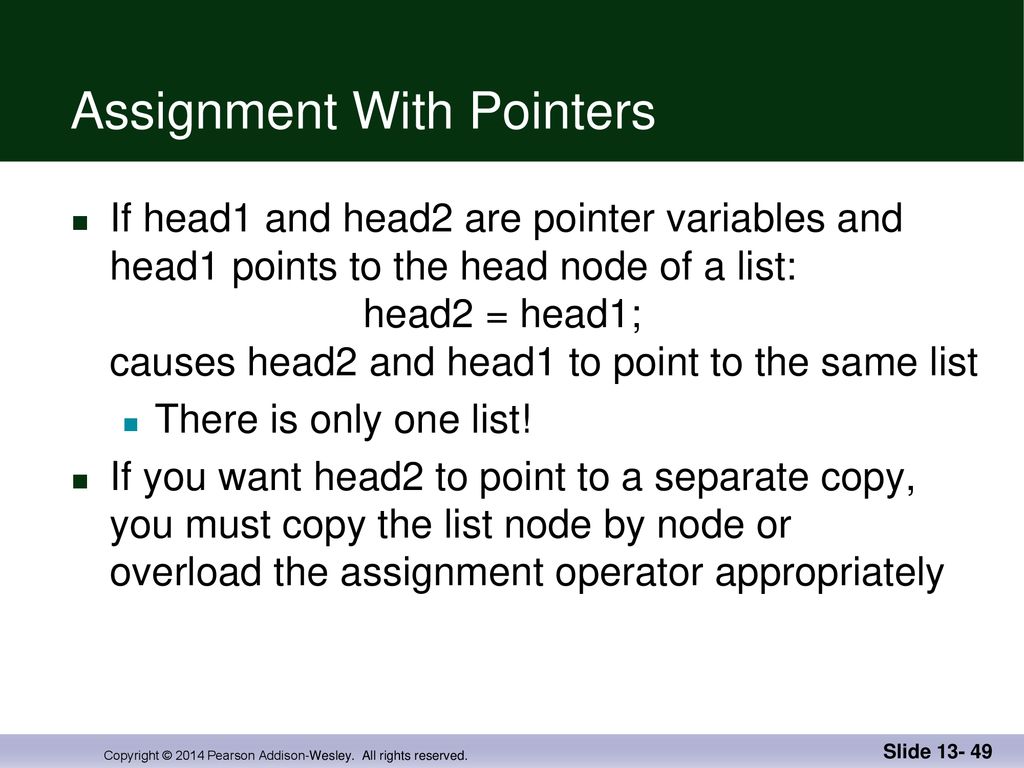 pointers of assignment