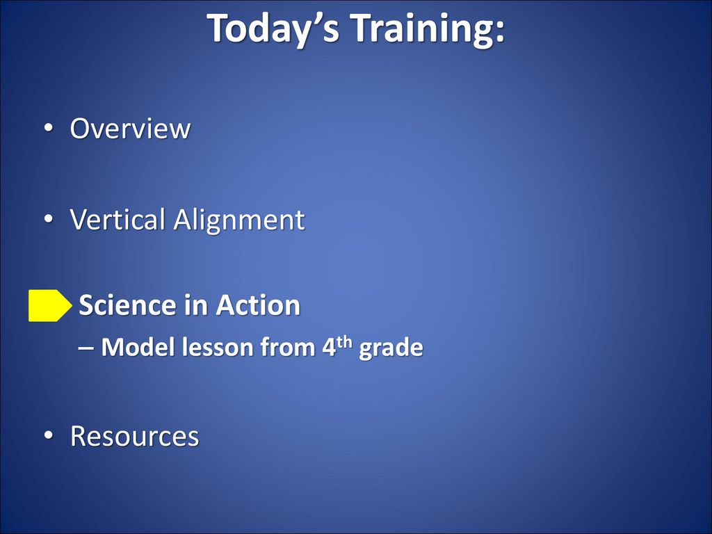 Today’s Training: Overview Vertical Alignment Science in Action
