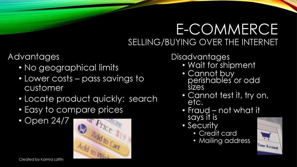 E-commerce Selling/buying over the Internet