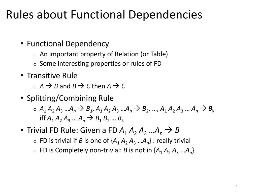 Rules about Functional Dependencies