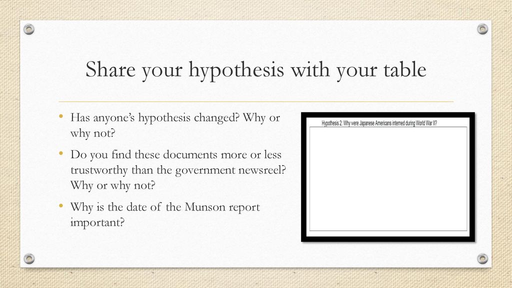 Share your hypothesis with your table