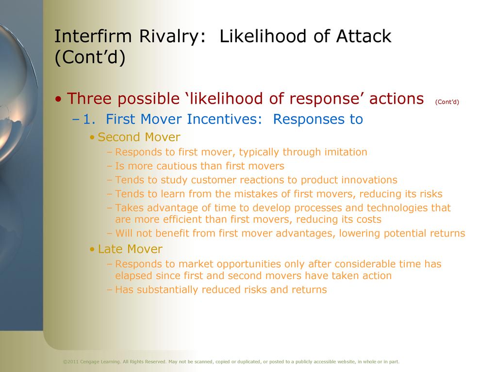 Interfirm Rivalry: Likelihood of Attack (Cont’d)