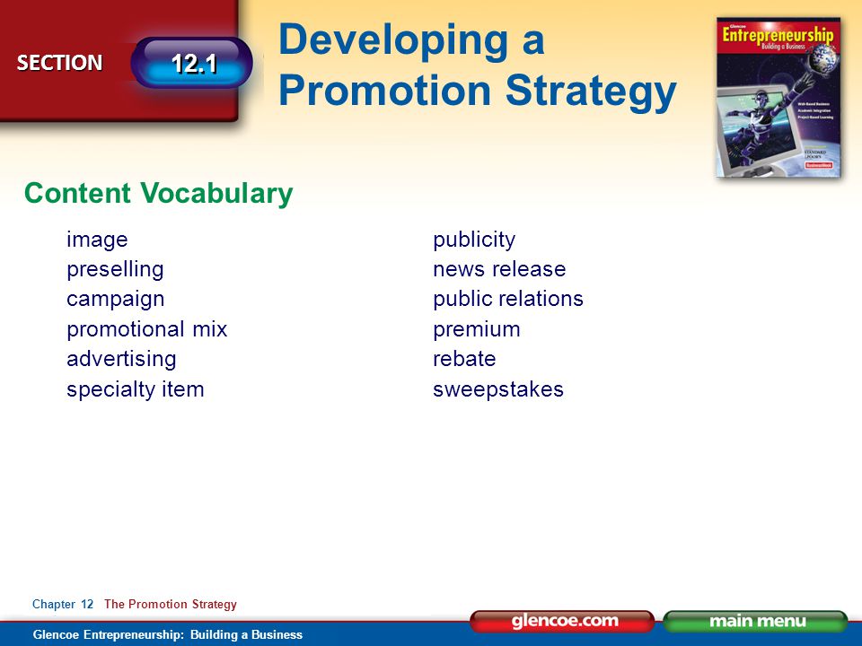 Content Vocabulary image preselling campaign promotional mix