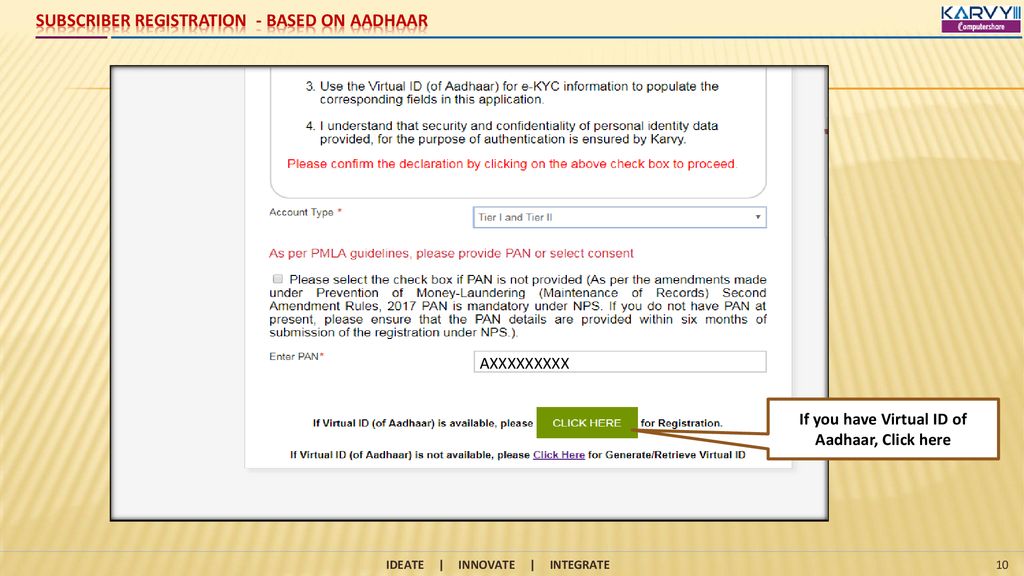 Subscriber Registration - Based on Aadhaar