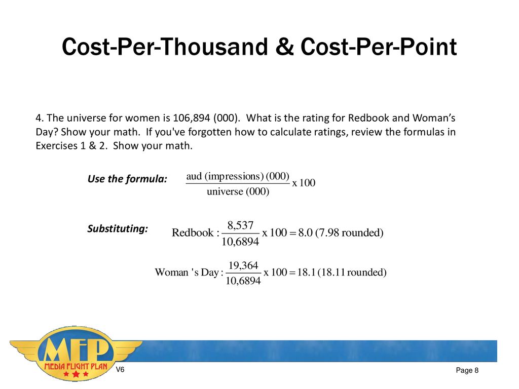 Exercise 4 Cost Per Thousand And Cost Per Point Ppt Download