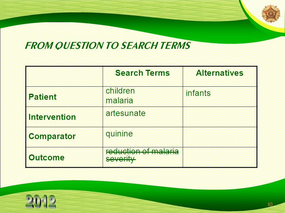 FROM QUESTION TO SEARCH TERMS
