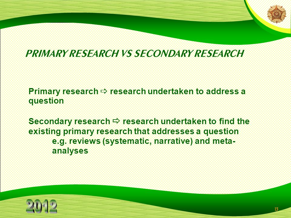 PRIMARY RESEARCH VS SECONDARY RESEARCH