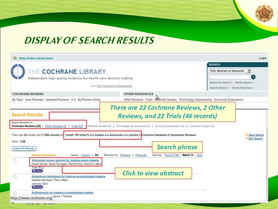 DISPLAY OF SEARCH RESULTS