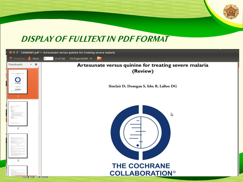 DISPLAY OF FULLTEXT IN PDF FORMAT