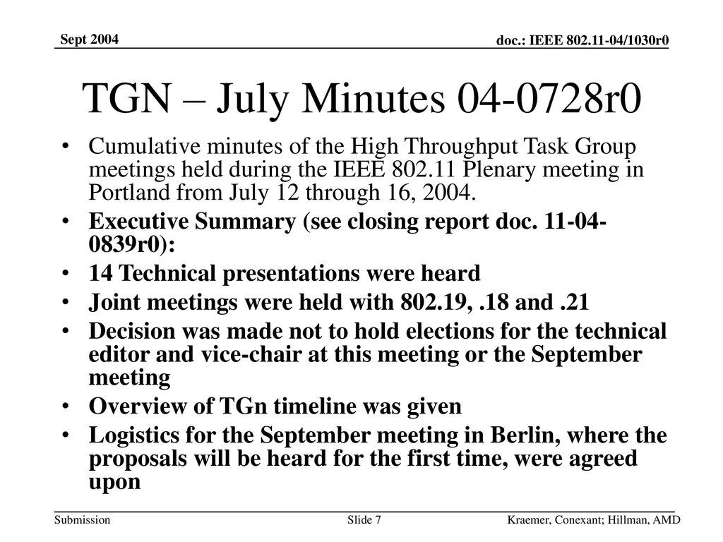 Sept 2004 TGN – July Minutes r0.