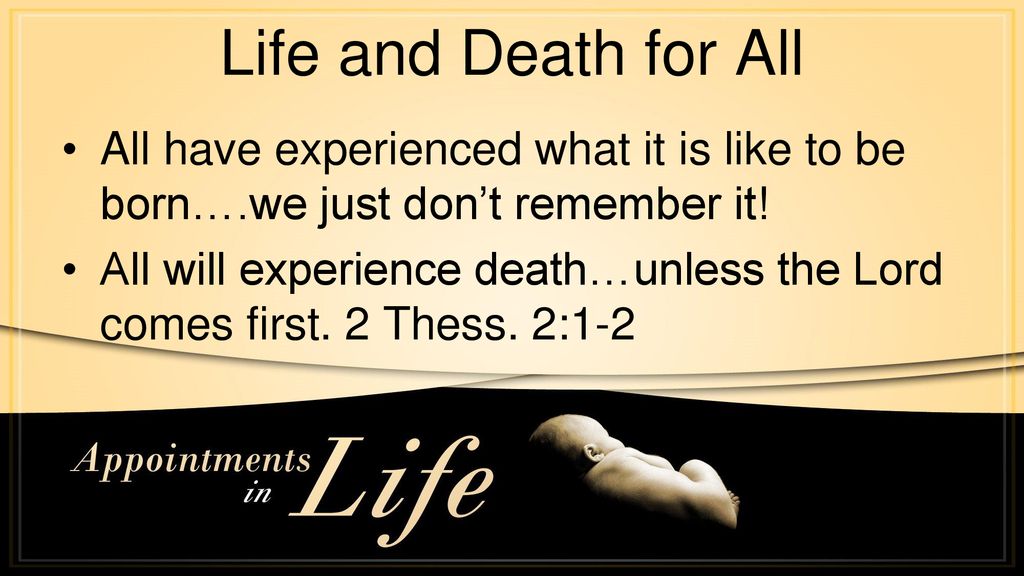 Life and Death for All All have experienced what it is like to be born….we just don’t remember it!