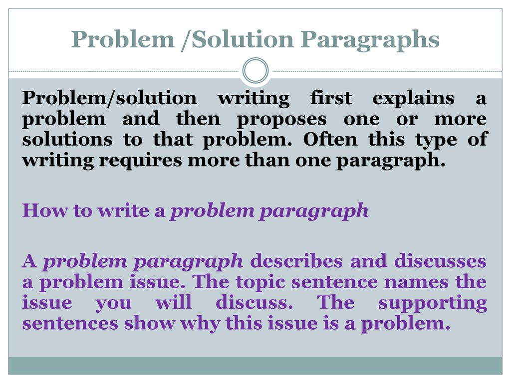 Problem /Solution Paragraphs