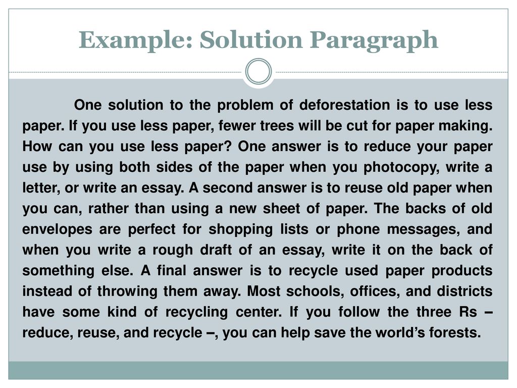 Example: Solution Paragraph