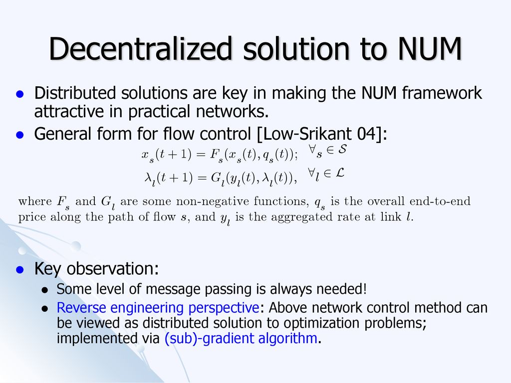 Distributed Network Utility Maximization In Multi Hop Wireless Networks Noisy Feedback Lossy Channel And Stability Junshan Zhang Department Of Electrical Ppt Download