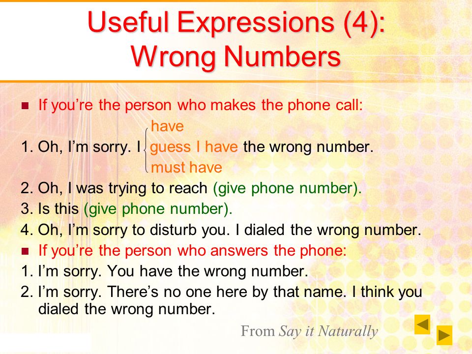 Useful Expressions (4): Wrong Numbers